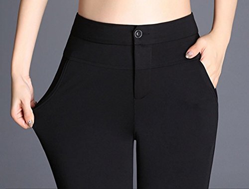 LaoZanA Mujer Pantalones Casual Bootcut Slim Fit Pantalones Acampanados Cómodo/Negro - M