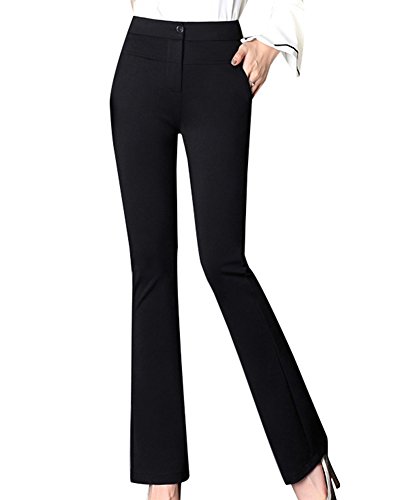 LaoZanA Mujer Pantalones Casual Bootcut Slim Fit Pantalones Acampanados Cómodo/Negro - M