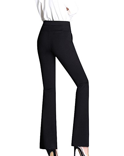 LaoZanA Mujer Pantalones Casual Bootcut Slim Fit Pantalones Acampanados Cómodo/Negro - M