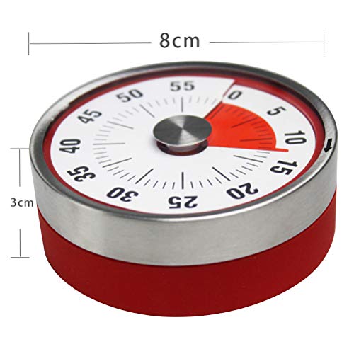 LAOZI Acero inoxidable Mecánico Temporizador de cocina Imán Forma redonda 60 Minutos Novedad Cuenta atrás Cocina Reloj despertador Recordatorio