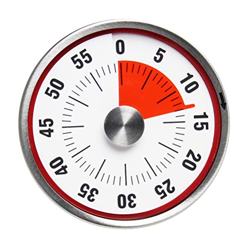LAOZI Acero inoxidable Mecánico Temporizador de cocina Imán Forma redonda 60 Minutos Novedad Cuenta atrás Cocina Reloj despertador Recordatorio