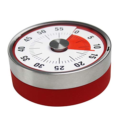 LAOZI Acero inoxidable Mecánico Temporizador de cocina Imán Forma redonda 60 Minutos Novedad Cuenta atrás Cocina Reloj despertador Recordatorio