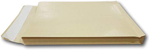 Large fuelle 50 a la carcasa - BROWN fuelle de tapa de cierre 120 g kraft marrón cinta adhesiva de papel 260 X 330 + 30 mm