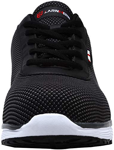 LARNMERN Zapatos de Seguridad Hombres LM30 S1 SRC Zapatillas de Trabajo con Punta de Acero Ultra Liviano Reflectivo Transpirable(38 EU,SRC Negro)