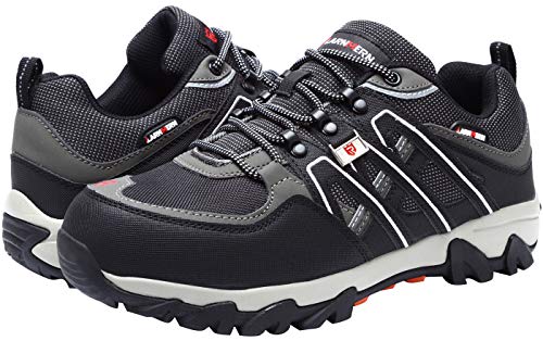 LARNMERN Zapatos de Seguridad para Hombre, Puntas de Acero Antideslizantes SRC Anti-Piercing Zapatos de Trabajo (42.5 EU Negro)