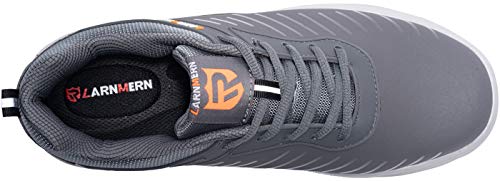 LARNMERN Zapatos Seguridad con Punta de Acero para Hombre Mujer Zapatillas Seguridad Ligeras (40 Gris)