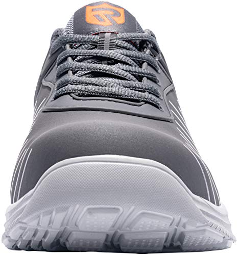 LARNMERN Zapatos Seguridad con Punta de Acero para Hombre Mujer Zapatillas Seguridad Ligeras (40 Gris)