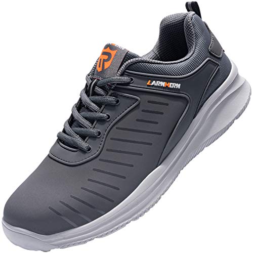 LARNMERN Zapatos Seguridad con Punta de Acero para Hombre Mujer Zapatillas Seguridad Ligeras (40 Gris)
