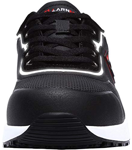 LARNMERN Zapatos Seguridad con Punta de Acero para Hombre Mujer Zapatillas Seguridad Ligeras (42.5 Rojo)