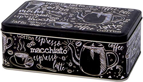 Lata rectangular para galletas, color blanco y negro