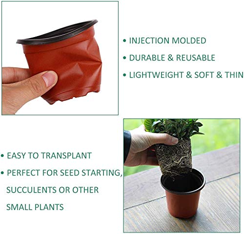LATERN 50Pcs 15cm Macetas de Plástico para Plantas Macetas de Inicio de Semillas Livianas Macetas de Vivero Macetas Contenedor de Plantas de Flores(15 x 13 cm)