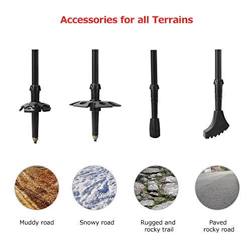 LATTCURE Bastón de Senderismo Telescópico Palo Trekking Aviation Aluminum 7075 Walking Stick Walking Nordic Senderismo con Empuñadura de Corcho Transpirable Antideslizante