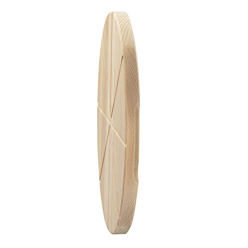 LAUBLUST Tabla para Pizza, Madera de Haya, Plato Redondo para Pizza con Mangos y Ranuras de Corte, Aprox. 30 x 30 x 2 cm, Natural, FSC®