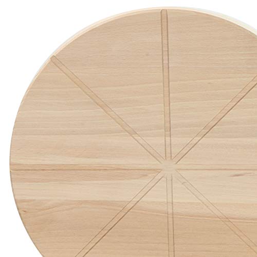 LAUBLUST Tabla para Pizza, Madera de Haya, Plato Redondo para Pizza con Mangos y Ranuras de Corte, Aprox. 30 x 30 x 2 cm, Natural, FSC®