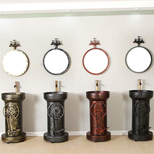 Lavabo, Planchar Art º, Personalidad Rueda Engranaje Desván Industrial Estilo De pie Baño Lavabo con faucet (color : Bronce)