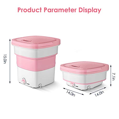 Lavadora plegable, portátil plegable, mini lavadora plegable, de alta potencia, lavadora plegable con mayor capacidad de lavado para viajes, camping, viajes de negocios (300W,rosa)