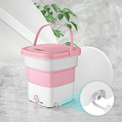 Lavadora plegable, portátil plegable, mini lavadora plegable, de alta potencia, lavadora plegable con mayor capacidad de lavado para viajes, camping, viajes de negocios (300W,rosa)