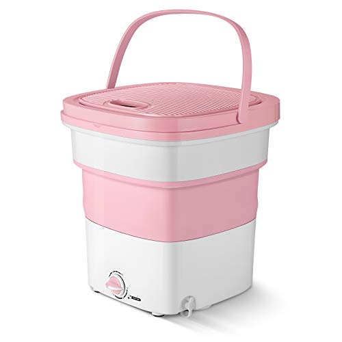 Lavadora plegable, portátil plegable, mini lavadora plegable, de alta potencia, lavadora plegable con mayor capacidad de lavado para viajes, camping, viajes de negocios (300W,rosa)