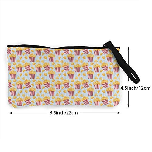 Lawenp Monedero de Lona con Palomitas de maíz, Cambio de Efectivo, Monedero con Cremallera, Monedero pequeño, billeteras de 4.5 x 8.5 Pulgadas con Cremallera, Billetera, Tarjeta, Estuche para Llaves