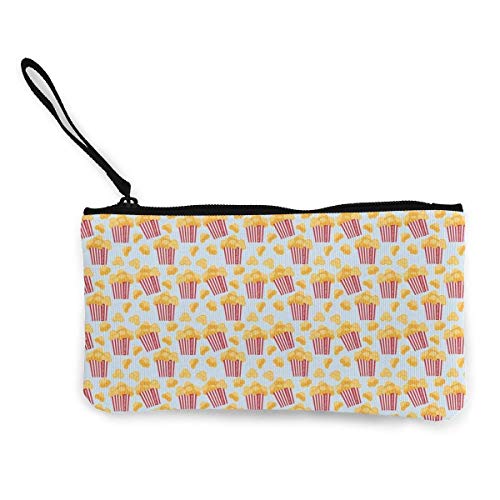 Lawenp Monedero de Lona con Palomitas de maíz, Cambio de Efectivo, Monedero con Cremallera, Monedero pequeño, billeteras de 4.5 x 8.5 Pulgadas con Cremallera, Billetera, Tarjeta, Estuche para Llaves