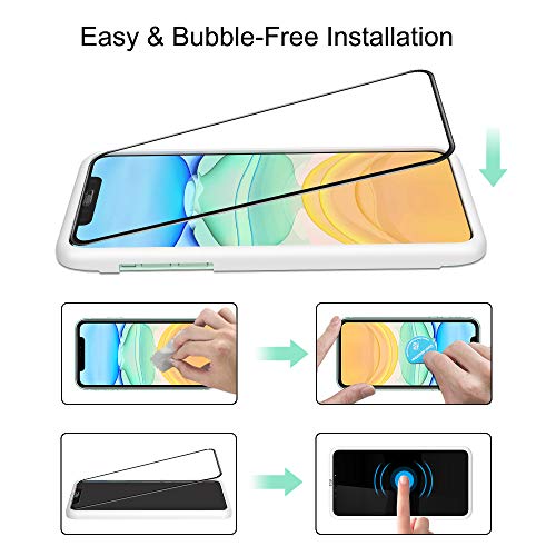 laxikoo Protector Pantalla para iPhone 11 /iPhone XR, [3 Piezas] Cristal Templado iPhone 11/iPhone XR [3D Cobertura Completa] [Marco Instalación Fácil] [9H Dureza] Vidrio Templado iPhone 11/XR - 6.1''