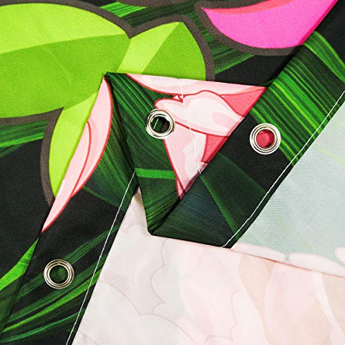 LB Bosque Tropical Cortinas de Baño 150X180CM Flores de Colores,Hoja de Palma Verde Cortina de la Ducha con Ganchos,Impermeable Antimoho Poliéster Decoración de Baño