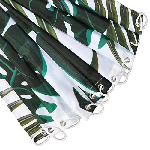 LB Hojas de Palma Verde Cortinas de Baño 240X200CM Bosque Tropical,Follaje Exótico,Hoja Monstera Cortina de la Ducha con Ganchos,Extra Ancho Impermeable Antimoho Poliéster Decoración de Baño