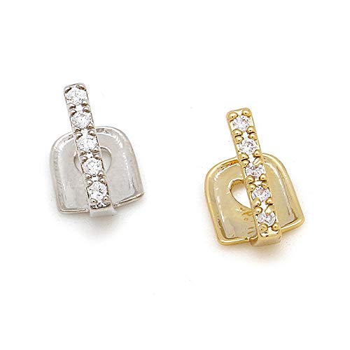 LBDHD LUREEN 2pcs Dientes de Oro Grillz Mujeres y Hombres CZ heló hacia Fuera Grillz Cospaly Caps Dientes de Rap de Hip Hop Partido de la joyería del Cuerpo (Color : Gold)