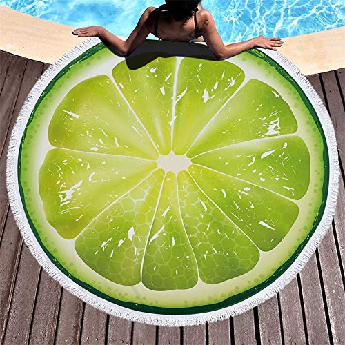 LBYB Toalla De Playa De Verano Ronda De La Toalla De Playa Toalla De Microfibra Absorbente Estupendo Indoor Sports Yoga Mat Ronda Toalla Manta Deportes Patrón De La Fruta, Diámetro 150 Cm,C