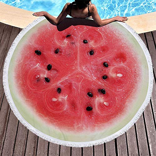 LBYB Toalla De Playa De Verano Ronda De La Toalla De Playa Toalla De Microfibra Absorbente Estupendo Indoor Sports Yoga Mat Ronda Toalla Manta Deportes Patrón De La Fruta, Diámetro 150 Cm,C