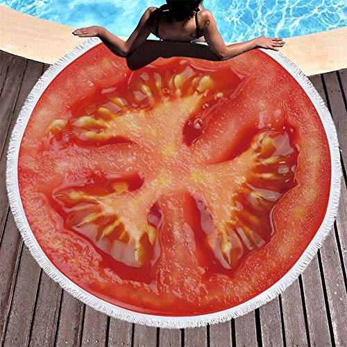 LBYB Toalla De Playa De Verano Ronda De La Toalla De Playa Toalla De Microfibra Absorbente Estupendo Indoor Sports Yoga Mat Ronda Toalla Manta Deportes Patrón De La Fruta, Diámetro 150 Cm,C