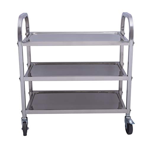 lcc Carro de Cocina de 3 estantes, Acero Inoxidable con Ruedas Carro de Catering Desmontable Carro de Limpieza Carro de Cocina Carro de Cocina Carro de Belleza (S-750x400x835mm)