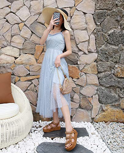 LCCYJ Mujer Estampado de Leopardo Sandalias Metal Cadena Bizcocho Bohemia Sandalias,03,35