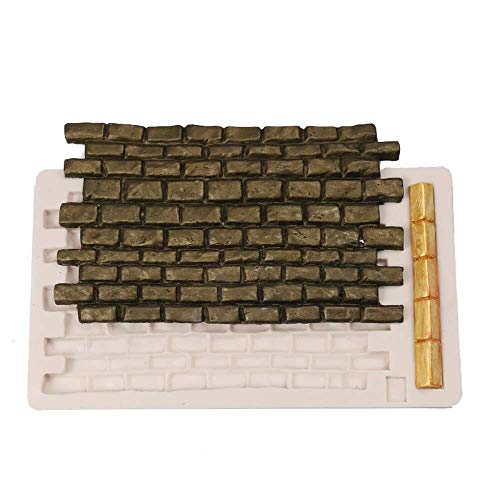 Lcjtaifu Piedra de Pared Molde de Silicona Estilo de Pared de ladrillo Molde for Hornear Fondant Herramienta de decoración de Pasteles Pasta de Goma de Chocolate Molde de Sugarcraft Decoración