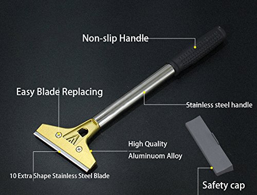 LDS Industry Rasquetas Set, Paint Gum Scraper para ventana, estufa de mango Limpiador horno Azulejo vidrio Parabrisas Herramienta limpieza paredes ,Engomadas Remover SCRP-B 12-1/2'' (32cm)