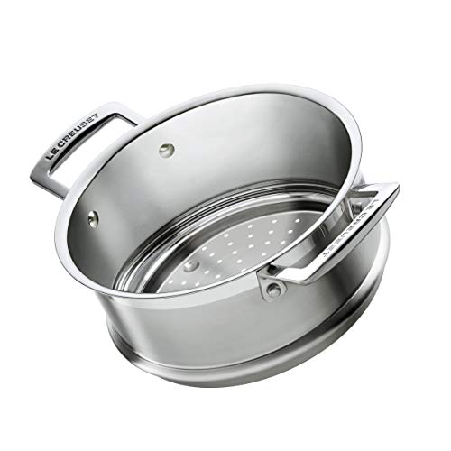 Le Creuset 3-Ply Accesorio de vapor, diametro 20 cm, Acero inoxidable, Para ollas de diametro 20 cm, Con asas, Metálico