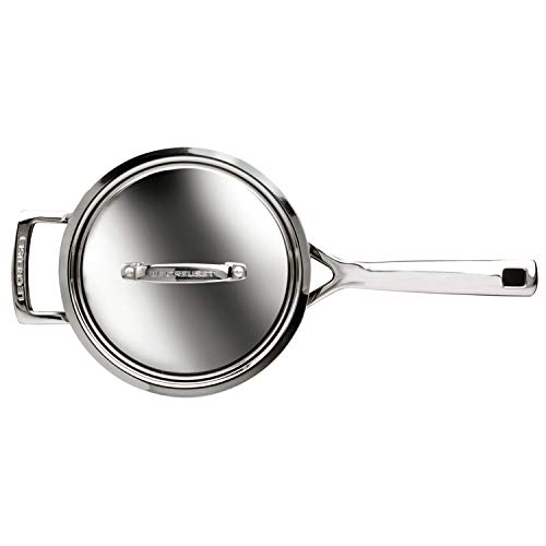 Le Creuset 3-Ply Cazo con tapa, Ø 18 cm, acero inoxidable, volumen 2,8 L, para todo tipo de fuentes de calor (incl. inducción), metálico