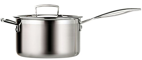 Le Creuset 3-Ply Cazo con tapa, Ø 18 cm, acero inoxidable, volumen 2,8 L, para todo tipo de fuentes de calor (incl. inducción), metálico