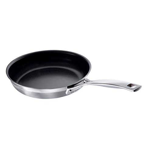 Le Creuset 3-Ply Sartén antiadherente, Ø 24 cm, acero inoxidable, libre de PFOA, para todo tipo de fuentes de calor (incl. inducción), metálico