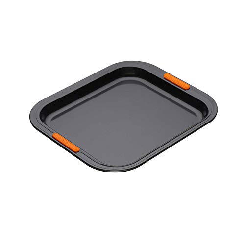 Le Creuset 941004370 Bandeja Antiadherente Rectangular Honda, 31 x 28 cm, Libre de PFOA, Resistente a ácidos, Revestimiento de Acero al Carbono, Gris/Naranja