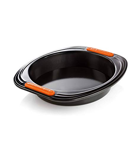Le Creuset 941014000 Molde antiadherente redondo, Ø 20 cm, Libre de PFOA, Resistente a ácidos, Revestimiento de acero al carbono, Gris/Naranja
