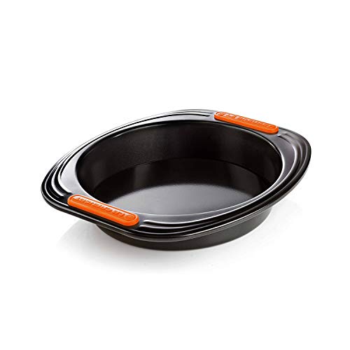 Le Creuset 941014000 Molde antiadherente redondo, Ø 20 cm, Libre de PFOA, Resistente a ácidos, Revestimiento de acero al carbono, Gris/Naranja