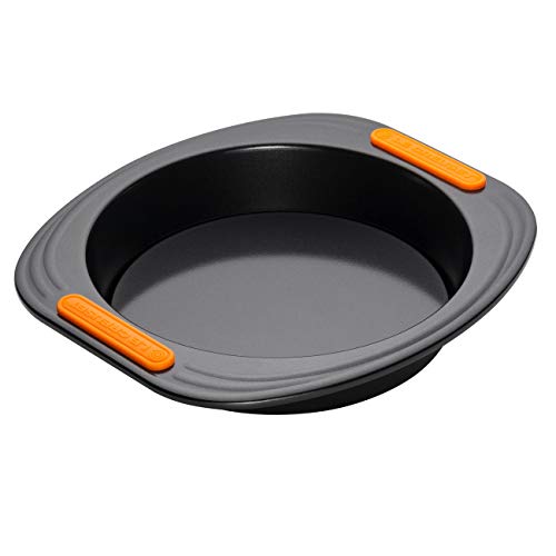 Le Creuset 941014000 Molde antiadherente redondo, Ø 20 cm, Libre de PFOA, Resistente a ácidos, Revestimiento de acero al carbono, Gris/Naranja