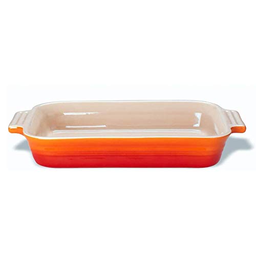 LE CREUSET Bandeja Rectangular, para 2 porciones, Cerámica de gres, Naranja (Volcánico), 18 cm