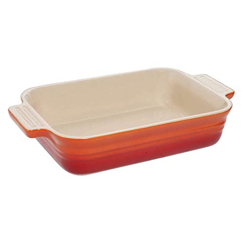 LE CREUSET Bandeja Rectangular, para 2 porciones, Cerámica de gres, Naranja (Volcánico), 18 cm
