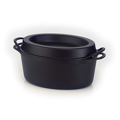 LE CREUSET Cacerola Doufeu de Hierro Fundido, Ovalada, Ø 32 cm, Apto para Todas Las Fuentes de Calor, Incl. inducción, Negro Mate