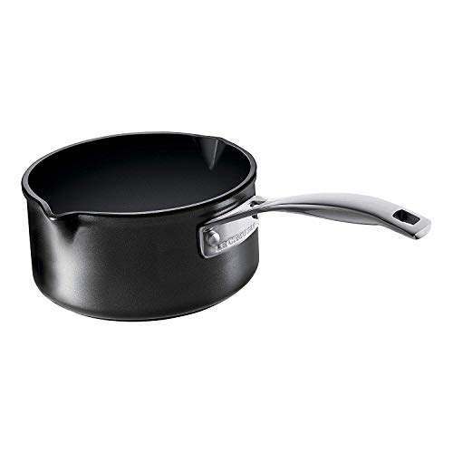 Le Creuset Cazo vertedor de aluminio antiadherente, Ø 16 cm, Libre de PFOA, Para todas las fuentes de calor, incluso la inducción, Antracita/Plateado