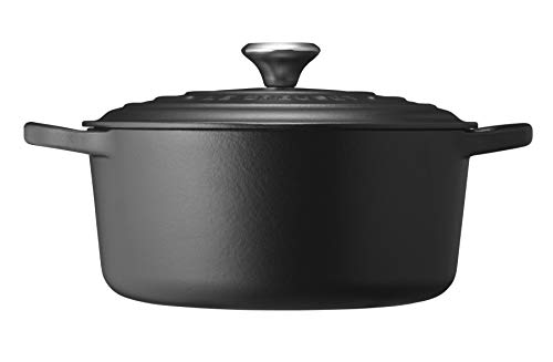 LE CREUSET Cocotte Evolution de Hierro Fundido con Tapa, Ø 24 cm, Redonda, Todas Las Fuentes de Calor Incl. inducción, 4,2 l, Negro Mate