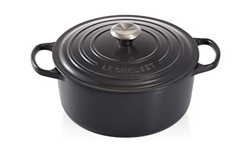 LE CREUSET Cocotte Evolution de Hierro Fundido con Tapa, Ø 24 cm, Redonda, Todas Las Fuentes de Calor Incl. inducción, 4,2 l, Negro Mate