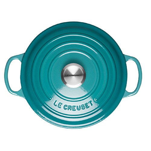 LE CREUSET Evolution Cacerola Baja Redonda, 3,2 L, para Todas Las Fuentes de Calor, Incl. inducción, Hierro Fundido, Azul (Caribe), 30 cm
